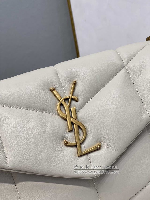 YSL爆款女士包包 聖羅蘭經典款LOULOU PUFFER絎縫漆皮小號郵差包 YSL肩背斜挎包 577476  jjh1132